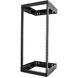 StarTech.com 2 Post 24U Heavy-Duty Wandmonteerbare Server Rack, 19"" Open Frame Netwerk Rack met verstelbare Diepte, Data Rack voor IT/AV/Patchpanelen/Computer Apparatuur (RACK-24U-20-WALL-OA)