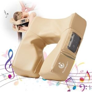 Music Master High Fidelity Sound Face Cradle Kussen - Bluetooth Massage Kussen voor Gezicht naar beneden Rust- Ultra Zachte Massagetafel Hoofdsteun - Grote Oogopening voor Superieur Comfort, Crème