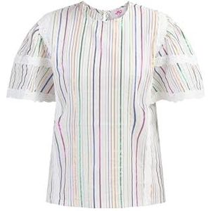 FRAULLY Damesblouse met metallic strepen, Witte meerkleurige strepen, L