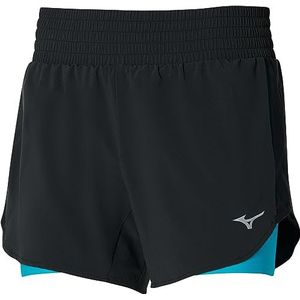 Mizuno Casual shorts voor dames, Zwart/Maui Blauw, S