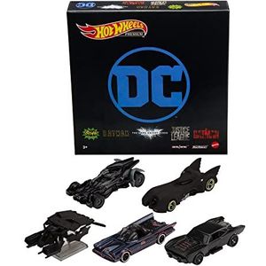 Hot Wheels Batman Bundel, 5 Batmobiel modellen die favoriet zijn bij de fans, speelgoedvoertuigen (schaal 1:64), speciale verpakking, om mee te spelen of uit te stallen, GRM17