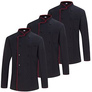 MISEMIYA - Set van 3 eenheden -heren koksjas - heren koksjas - Hospitality Uniform - Ref.842, Zwart 21, 3XL