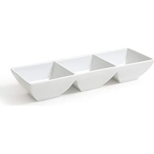Open haard Drievoudige schaal van porselein voor snacks snoep moeren borden vakken 10,5 inch 27,5 x 9,5 x 4,5 cm ? Set van 2