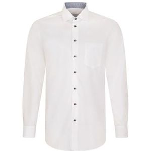 Seidensticker Zakelijk overhemd voor heren, regular fit, strijkvrij, kent-kraag, lange mouwen, 100% katoen, wit, 47