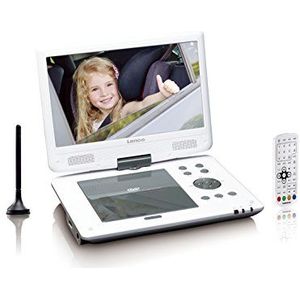 Lenco Draagbare dvd-speler DVP-1063WH 25,4 cm (10 inch) DVB-T2, HD tuner, 12V adapter, USB, SD, 220V voeding, wit