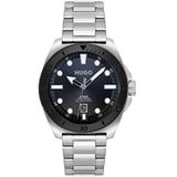 HUGO Analoge Quartz Horloge voor Mannen met Zilveren Roestvrij Stalen Armband - 1530305, Zwart