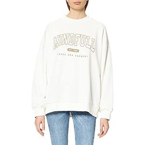 NA-KD Mindfull bedrukte sweater voor dames, Gebroken Wit, XS