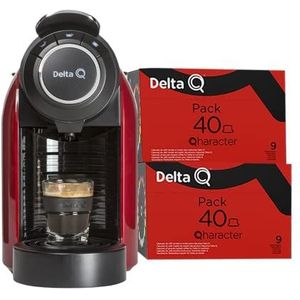 Delta Q - Qool Evolution rood - koffiezetapparaat - 19 bar druk - Expresso - automatische programmering - inclusief 2 verpakkingen 40 Qharacter - gebruik in het Delta Q-systeem