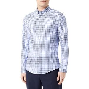 Seidensticker Zakelijk overhemd voor heren, slim fit, strijkvrij, New Button-down, lange mouwen, 100% katoen, blauw, 45
