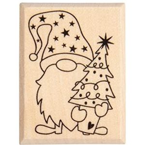 Rayher Stempels hout ""kabouter Theo"", 3 x 4 cm, houten stempel Kerstmis, voor het maken van kaarten, enveloppen, geschenken, boterstempel, 29239000