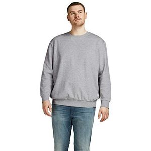 JACK & JONES Mannelijk sweatshirt met ronde hals plus size effen sweatshirt met ronde hals, lichtgrijs, 3XL