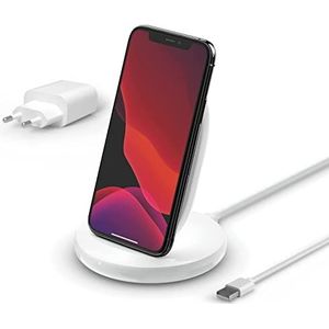 Belkin BoostCharge draadloze 15W-laadstandaard (Snelle draadloze Qi-lader voor iPhone, Samsung, Pixel en meer) – Wit