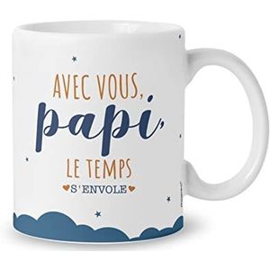 Mopec G500.3.6 keramische beker ""Avec Vous Papie Le Temps S'Envole"", wit