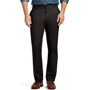 Izod American Chino herenbroek met platte voorkant, smalle pasvorm, zwart, 34W x 30L