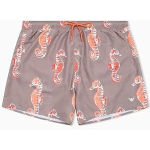 EMPORIO ARMANI Mid Boxer Zwembroek voor heren, Walnoot Pr. Zeepaardje, S