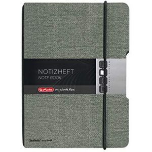 herlitz 50033706 notitieboek flex linnen, A5, 40 vellen gestippeld, FSC-mix, kleur: grijs, 1 stuk