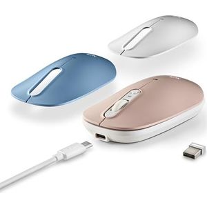 NGS Shell-RB - Oplaadbare draadloze muis, ergonomische muis voor meerdere apparaten, 2,4 GHz + Bluetooth 5.0-verbinding, stille knoppen, tweehandig, extra kleurbehuizingen, instelbare DPI