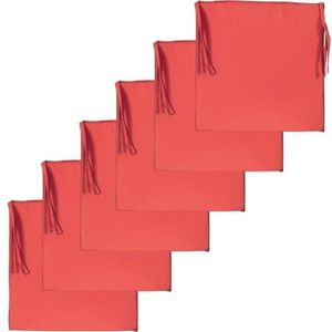 Atout Ciel Set van 6 stoelkussens, effen, vierkant, 40 x 40 cm, terracotta