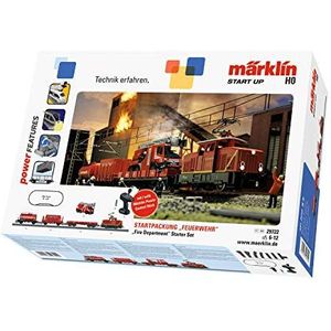 Märklin start up 29722 Start-up startpakket brandweer, spoor H0 modelspoorbaan, startset met trein en rails, met brandweerauto, lichtfunctie, vanaf 6 jaar