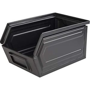 APS Snack Box ""Industrial"" - zwart metalen doos met etiketvak, B x D x H: 15,5 x 23,5 x 13 cm, Fast Food Box, vaatwasmachinebestendig, stapelbaar