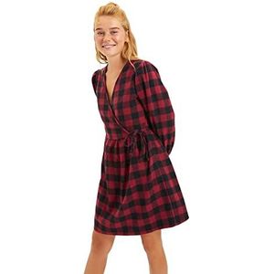 TRENDYOL Woman Jung Midi Skater Regular Fit geweven stof jurk, bordeaux, 36