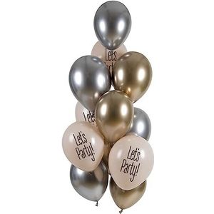 Folat 25167 Ballonnen Set Latex-Let's White Tie 33 cm-12 stuks - voor verjaardags- en feestdecoratie, meerkleurig