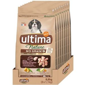 Ultima No Grain hondenvoer Mini zonder tarwe met kalkoen: verpakking van 8 x 1,1 kg - totaal: 8,8 kg