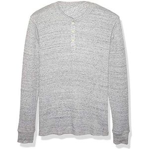 Amazon Essentials Heren Regular-Fit Henley-shirt met lange mouwen, lichtgrijze heather, XS