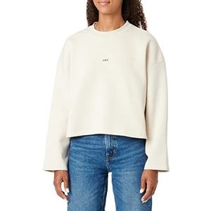JACK & JONES Jxabbie Ls Wide Every Brush Crew Sn Sweatshirt voor dames, Moonbeam/Print: zwart Jjxx-logo, XS