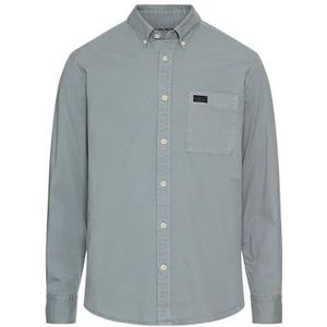 camel active - Longsleeve Shirt - Steenblauw - Met Button-down Kraag