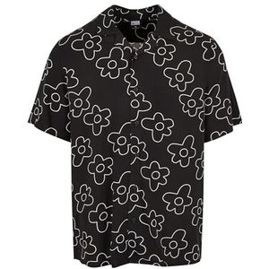 Urban Classics Men Viscose AOP Resort Shirt, herenhemd, verkrijgbaar in vele verschillende kleuren, maten XS - 5XL, Blackflower, S