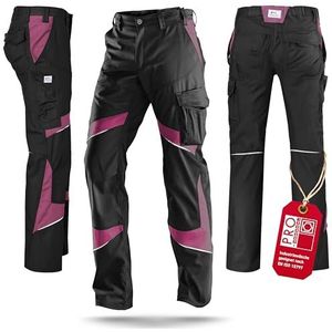 KÜBLER Workwear Kubler Activiq werkbroek voor dames, zwart/roze, maat 48