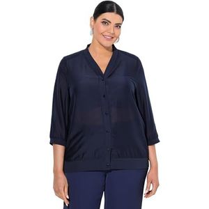 Ulla Popken - Blouse - Marine - Klassieke Blouse - Driekwart Mouw