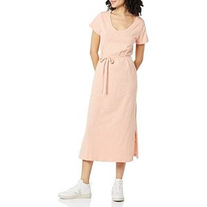 Amazon Essentials Midi-T-shirtjurk met korte mouwen en ceintuur, koraalroze, M
