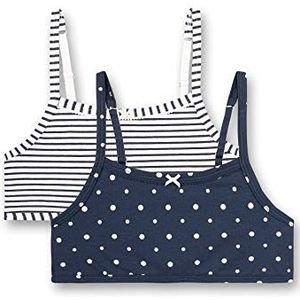 Sanetta Meisjesbustier in dubbele verpakking, blauwe sportbeha, Nordic Blue, 164 cm