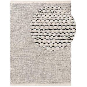 benuta Wollen tapijt Rocco beige/zwart 70x140 cm laagpolig plat weefsel voor woonkamer, slaapkamer, eetkamer of kinderkamer