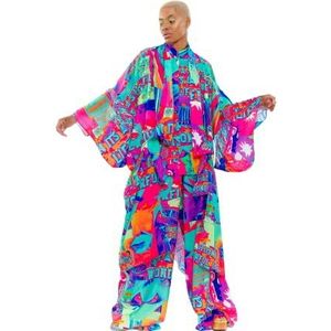CHAOUICHE Kimono voor dames, Downtown La Print, M