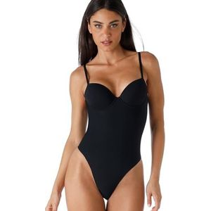 Lovable Met gevoerde beugel en string Smooth Shaping Body, zwart, XL dames, Zwart, XL