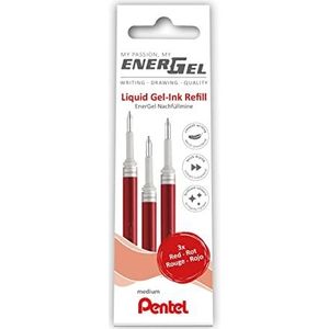 Pentel LR7-3B Navulling voor EnerGel pennen 0,7 bal = 0,35 mm lijndikte, 3 stuks, rood