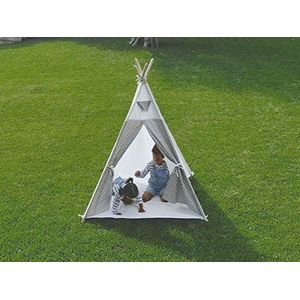 Little Garden Adventures 0652733643339 Tipi-tent voor kinderen, 100% katoen. Indoor & Outdoor Product, wit/donkergrijs heather, 1 Unidad (Paquete de 1)