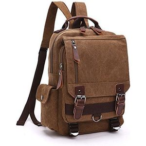 LOSMILE Unisex Backpack Daypack rugzakken Schoudertassen Canvas Messenger Bag Travel Crossbody Sling Bag. (Bruin)