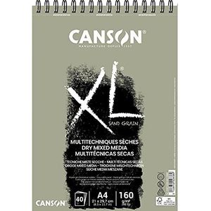 CANSON XL® Sand Grain, grijs tekenblok met schuurpapierachtig oppervlak, DIN A4, 40 vellen, 160 g/m²