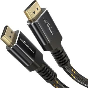 KabelDirekt – HDMI 2.1-kabel voor 8K/4K – 3m – Breukbestendige Metalen Connectoren en Gevlochten Mantel (8K@60Hz, Ultrahoge snelheid/48G, Ideaal voor PS5/Xbox, Monitor/TV/Projector, Zwart)