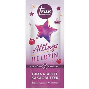 true by tetesept alledag sheld * in verwen-badzout - veganistisch badadditief ruikt naar granaatappel en cacaoboter - weldadig badgenot met verzorgende formule - 1 x 50 g