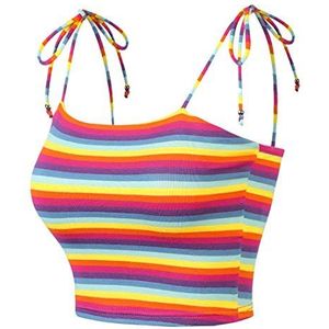 Allegra K - Dames tanktop met regenboogstrepen, mouwloos, veelkleurig paars, (42) IT Small