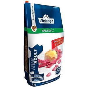 Dehner Premium droogvoer voor honden, mini volwassenen, rundvlees en lam met aardappel, 8 kg