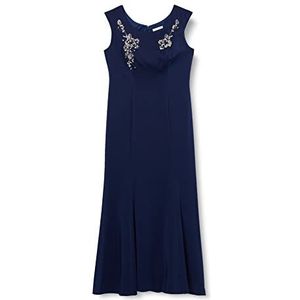 Gina Bacconi Vrouwen Geweven Stretch Satijn Kralen Maxi Jurk Cocktail, Navy, 18, marineblauw, 44