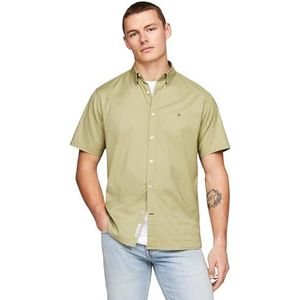 Tommy Hilfiger Heren natuurlijke zachte mini PRT shirt S/S casual shirts, geel, S, Vervaagde olijf/Multi, S