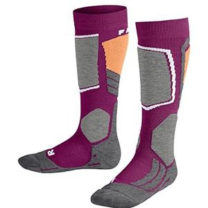 FALKE Uniseks-kind Skisokken SK2 Intermediate K KH Wol Functioneel material Warm Dik 1 Paar, Paars (Radiant Orchid 8692), 35-38