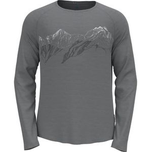 Odlo Heren Concord Summit Print Lange mouwen T-shirt met ronde hals, Grey Melange, M